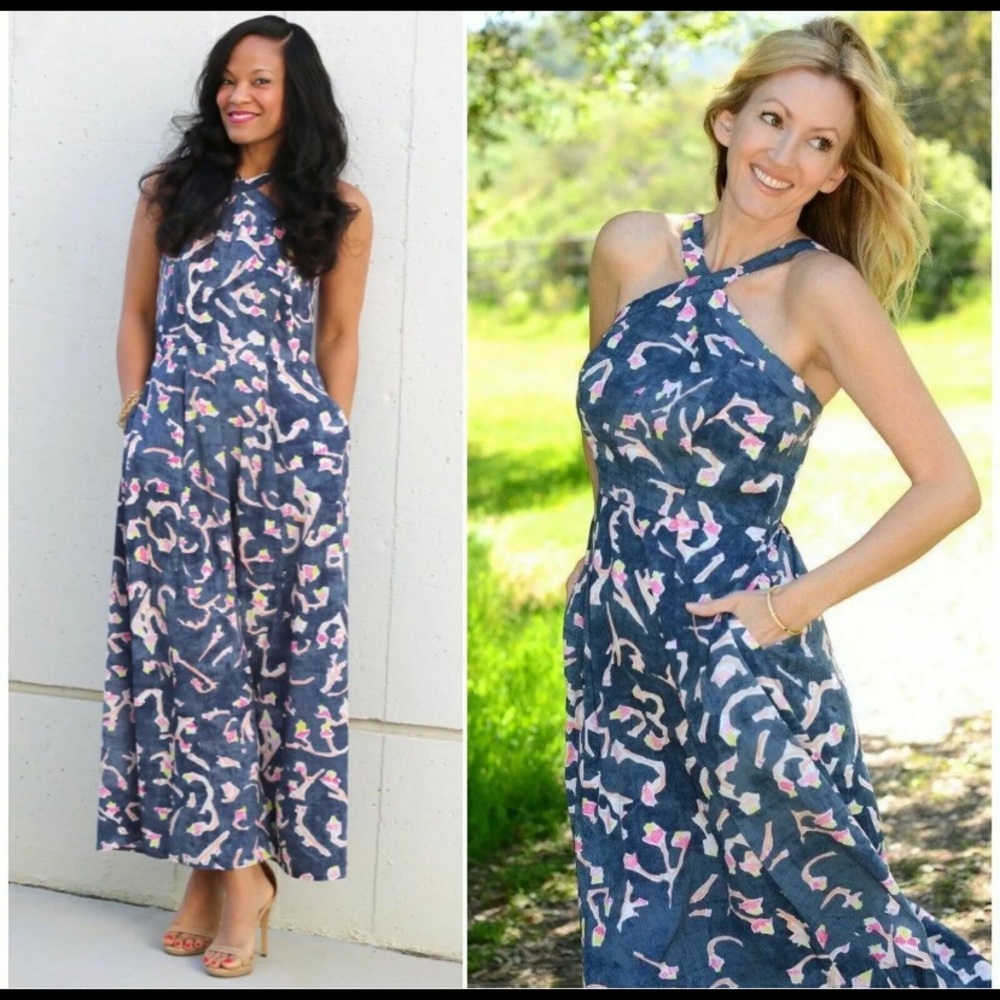 SOLD -  CaBi #5269 Floral Print Halter Maxi Dress - Picture 2 of 9